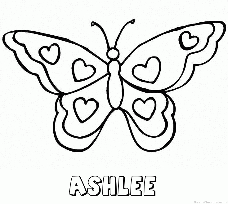 Ashlee vlinder hartjes kleurplaat