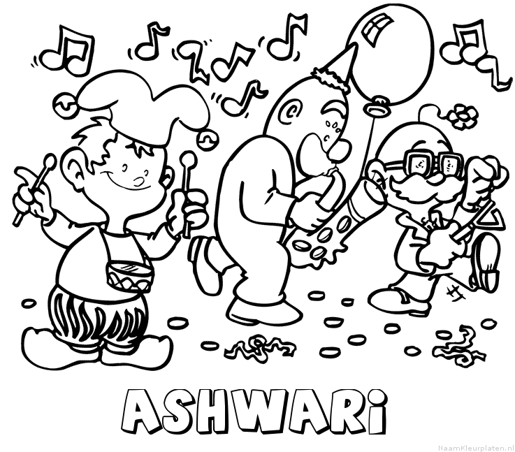 Ashwari carnaval kleurplaat