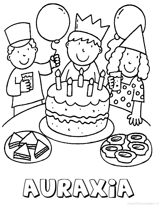 Auraxia verjaardagstaart kleurplaat