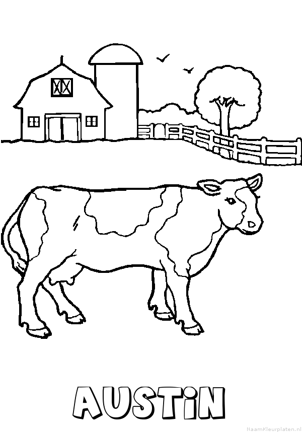 Austin koe kleurplaat