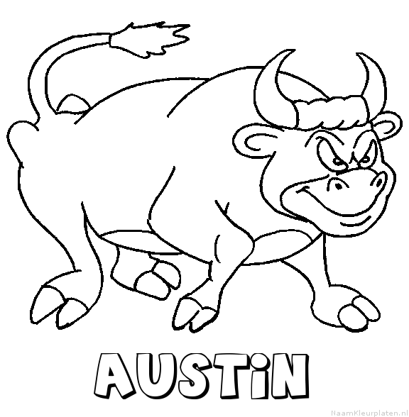 Austin stier kleurplaat