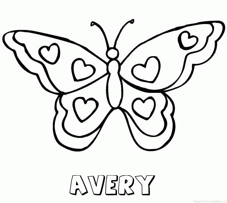 Avery vlinder hartjes kleurplaat