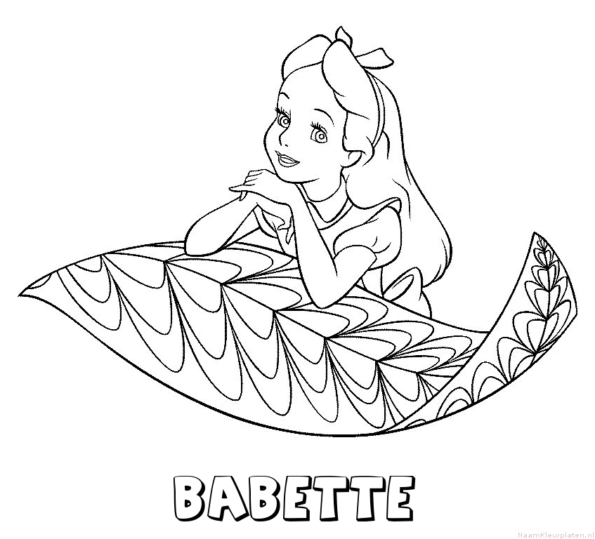 Babette alice in wonderland kleurplaat