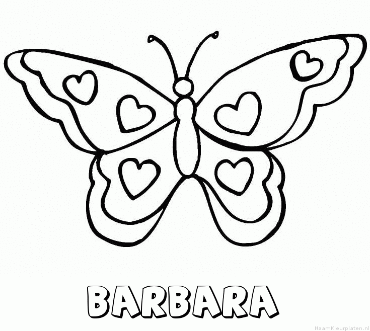 Barbara vlinder hartjes kleurplaat