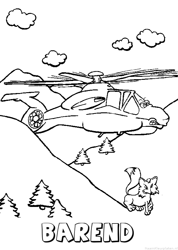 Barend helikopter kleurplaat