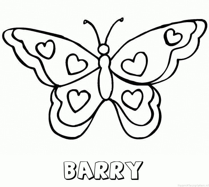 Barry vlinder hartjes kleurplaat