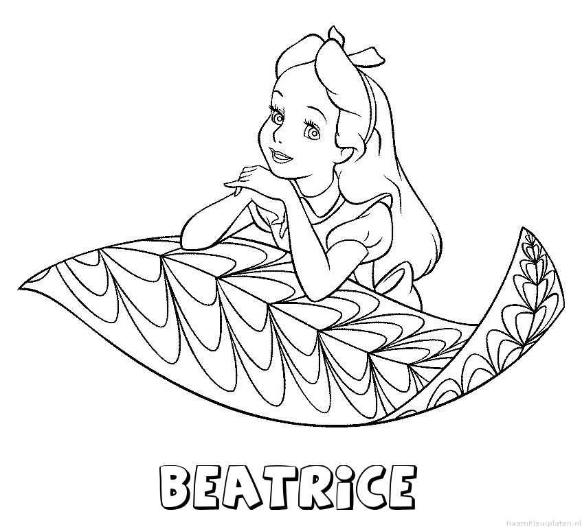 Beatrice alice in wonderland kleurplaat