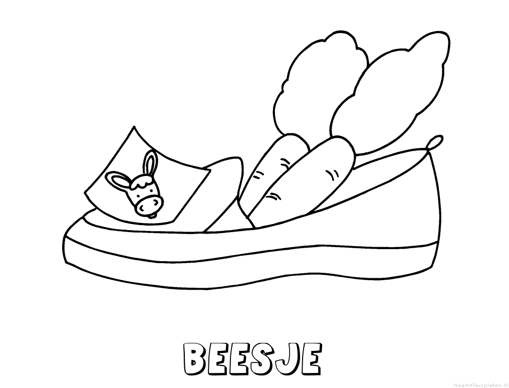 Beesje schoen zetten kleurplaat