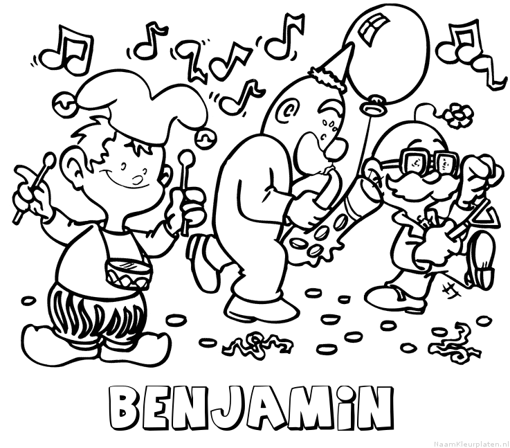 Benjamin carnaval kleurplaat