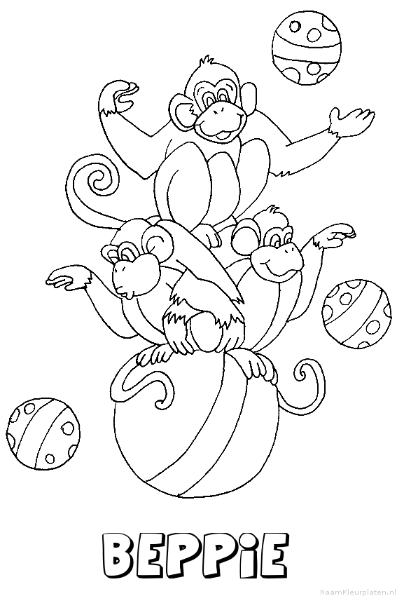 Beppie apen circus kleurplaat