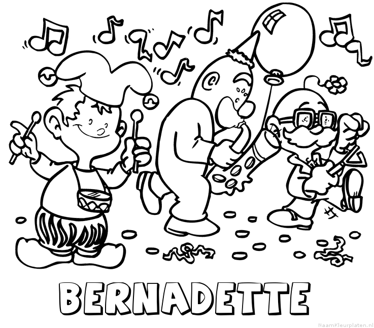Bernadette carnaval kleurplaat