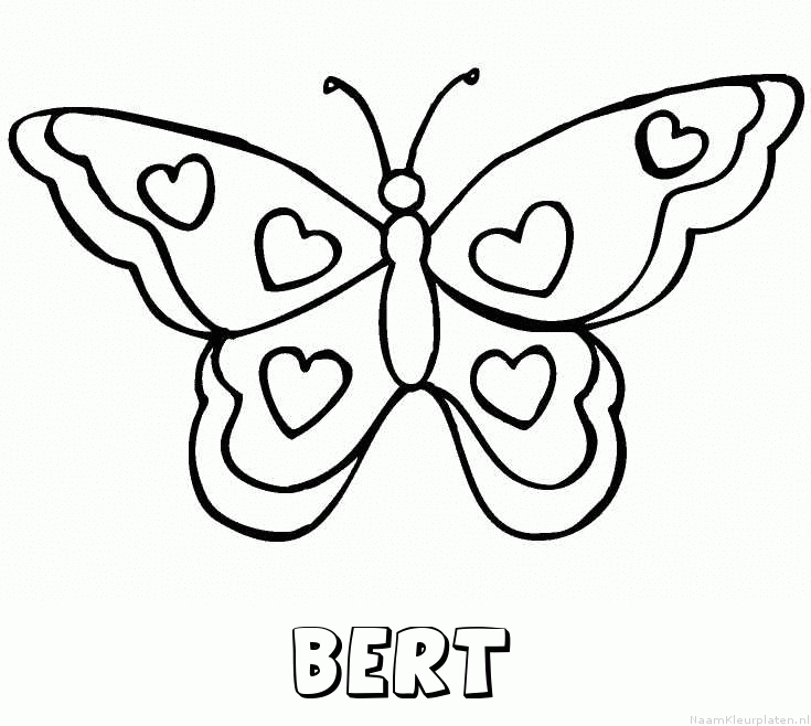 Bert vlinder hartjes kleurplaat