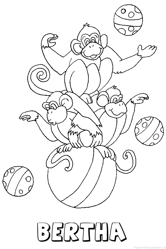Bertha apen circus kleurplaat
