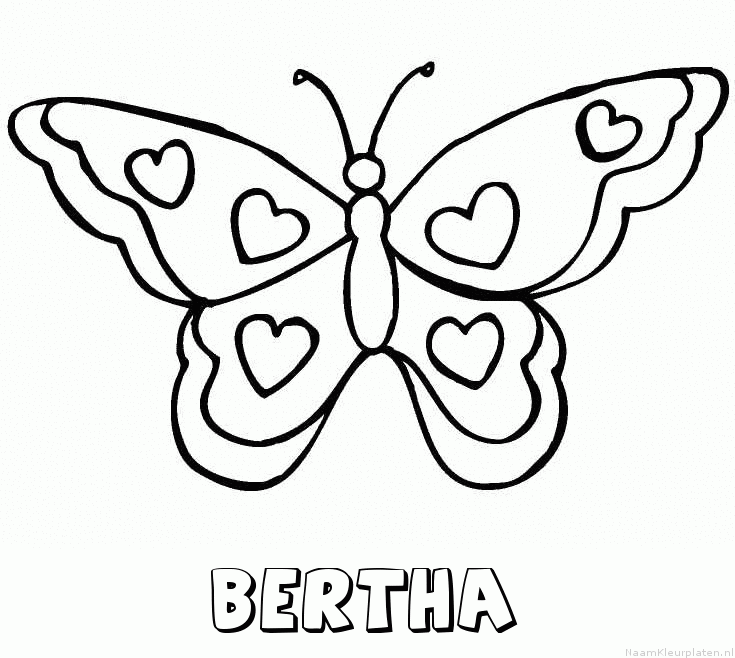 Bertha vlinder hartjes kleurplaat