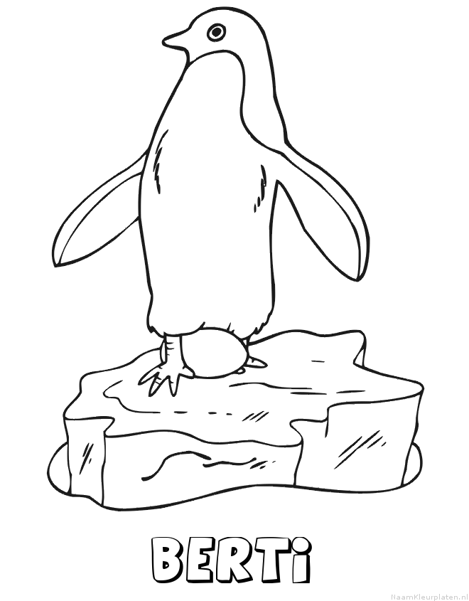 Berti pinguin kleurplaat
