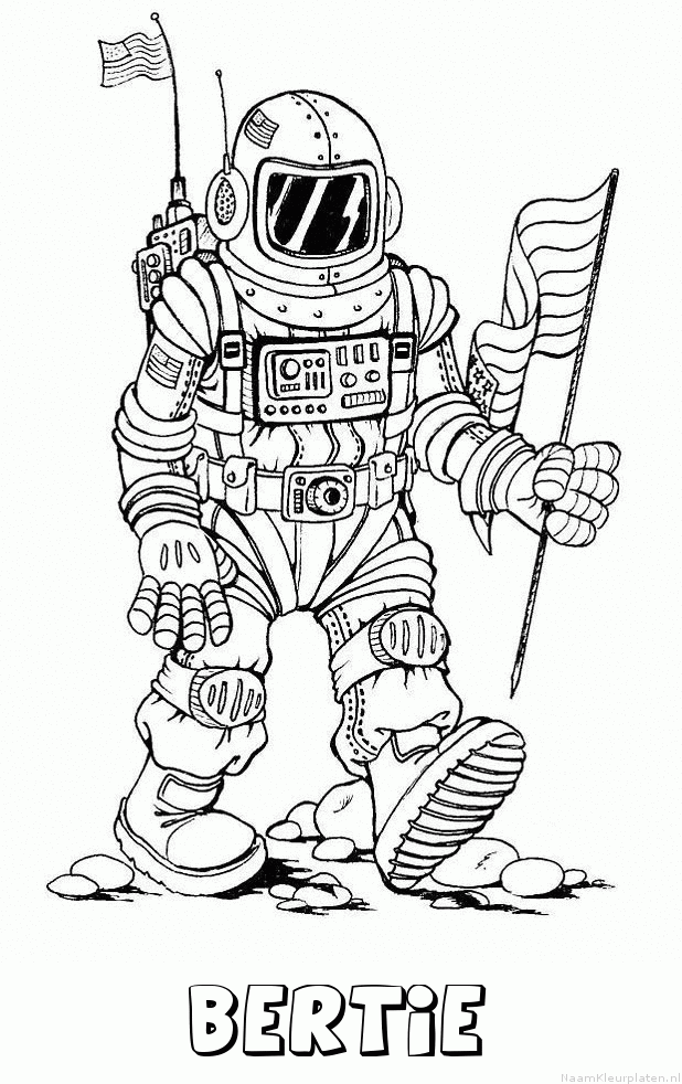 Bertie astronaut kleurplaat