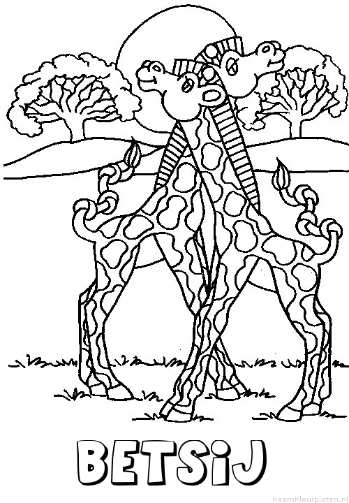 Betsij giraffe koppel kleurplaat