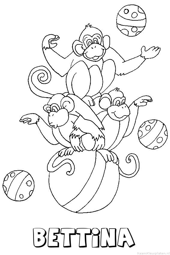 Bettina apen circus kleurplaat