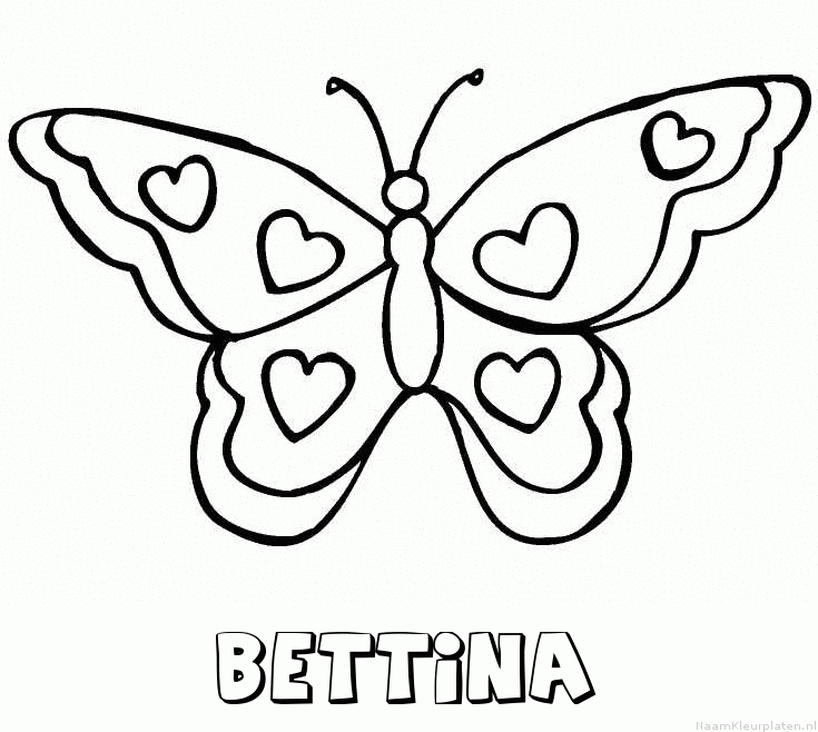 Bettina vlinder hartjes kleurplaat