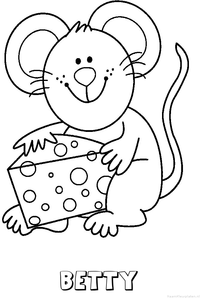 Betty muis kaas kleurplaat