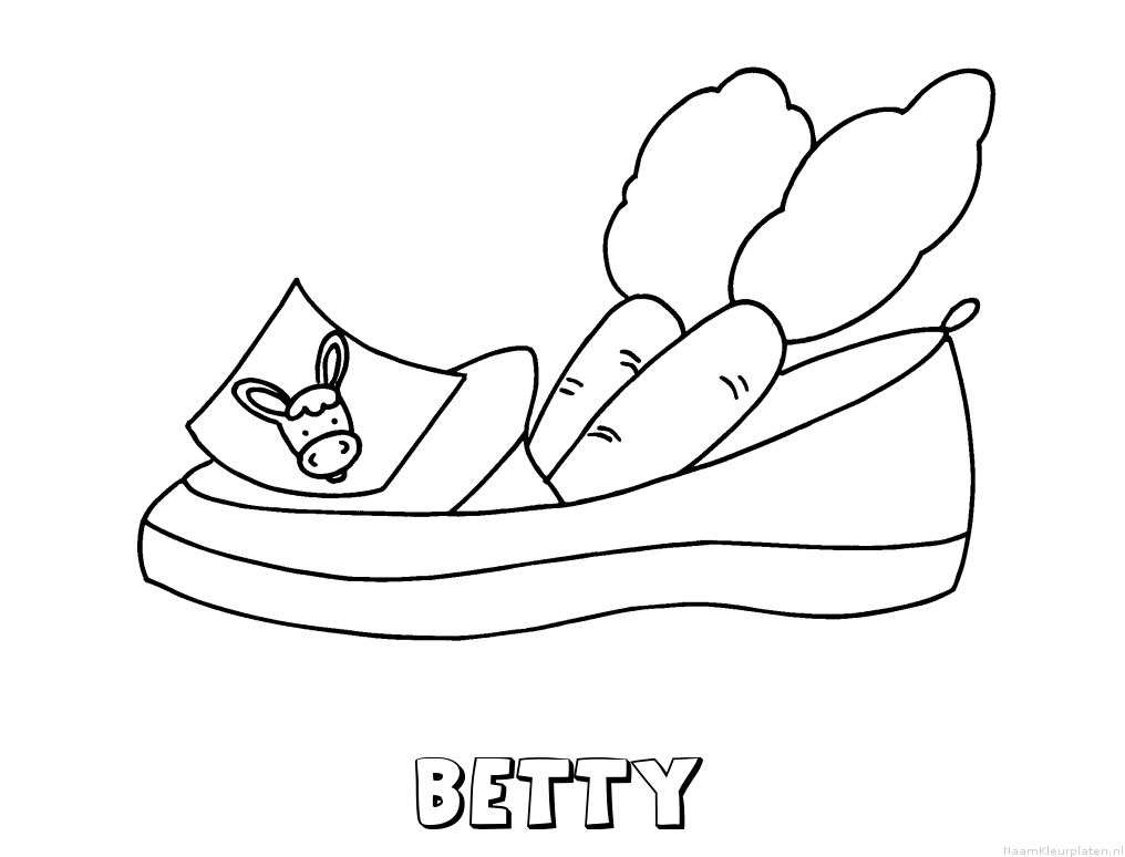 Betty schoen zetten kleurplaat