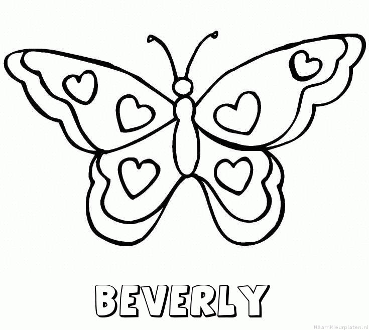 Beverly vlinder hartjes kleurplaat