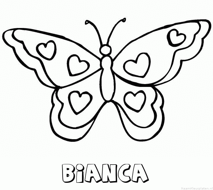 Bianca vlinder hartjes kleurplaat