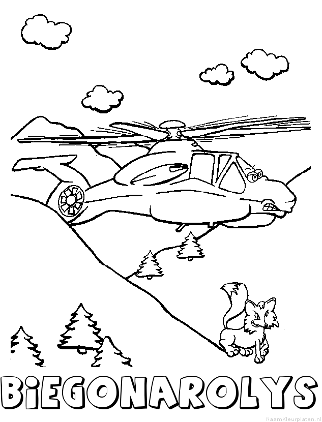 Biegonarolys helikopter kleurplaat