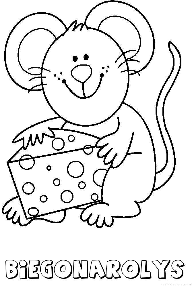 Biegonarolys muis kaas kleurplaat
