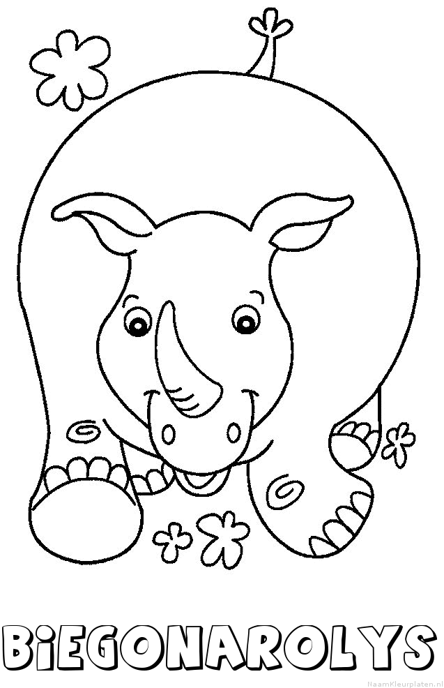 Biegonarolys neushoorn kleurplaat