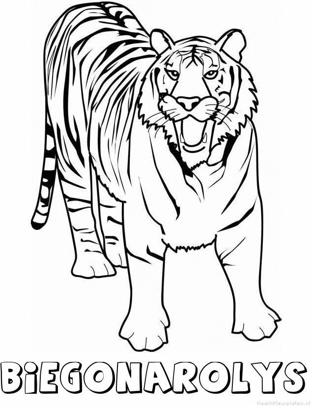 Biegonarolys tijger 2 kleurplaat