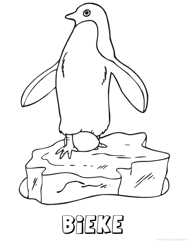 Bieke pinguin kleurplaat