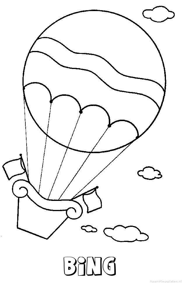 Bing luchtballon kleurplaat