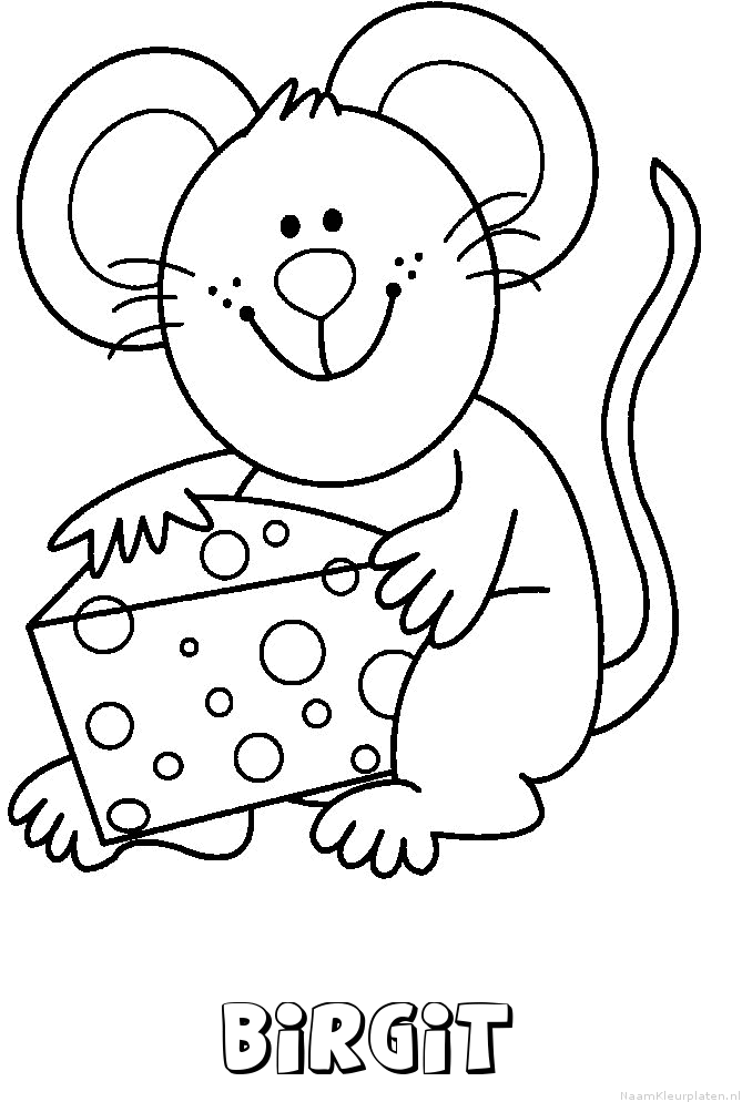 Birgit muis kaas kleurplaat