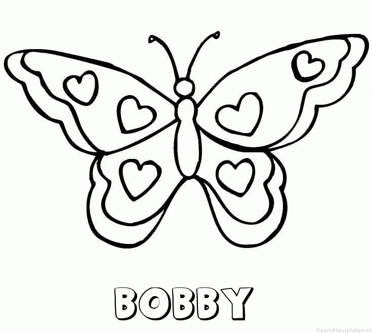 Bobby vlinder hartjes kleurplaat