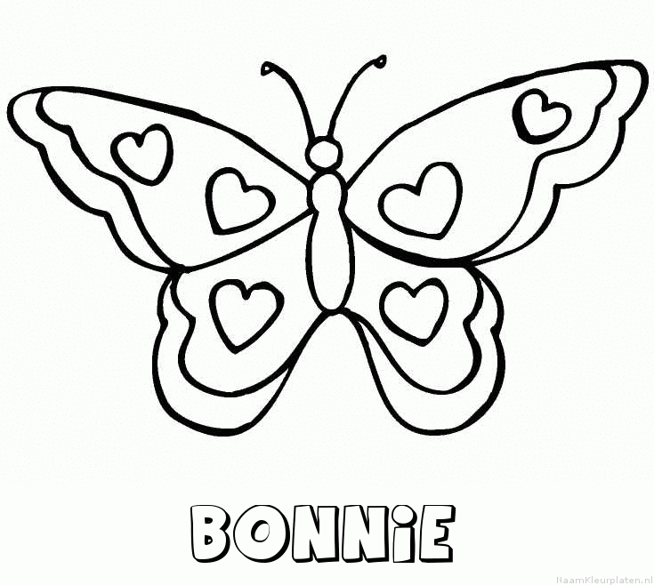 Bonnie vlinder hartjes kleurplaat