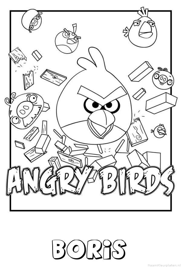 Boris angry birds kleurplaat