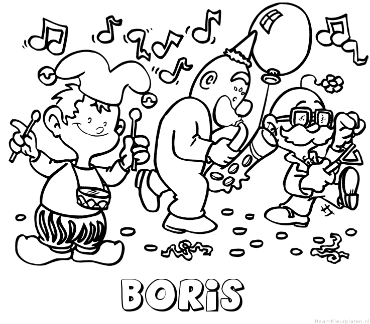 Boris carnaval kleurplaat