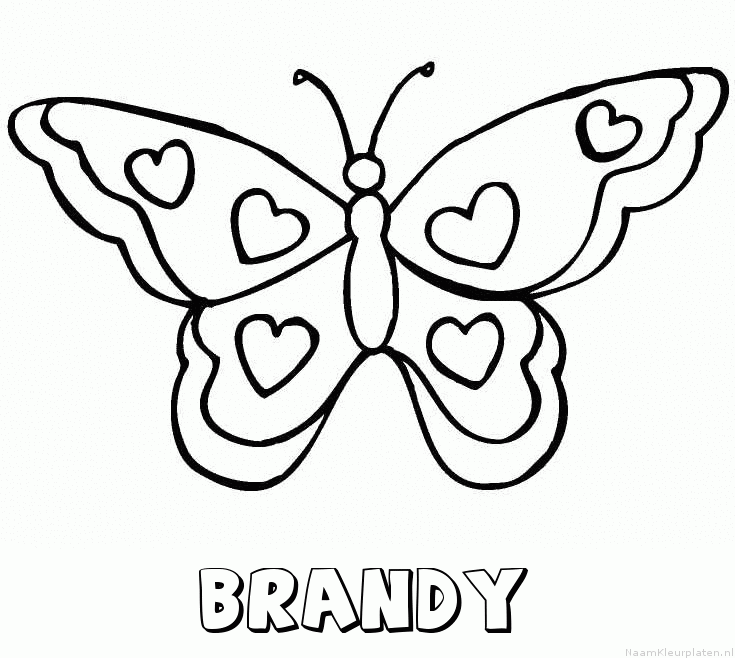 Brandy vlinder hartjes kleurplaat