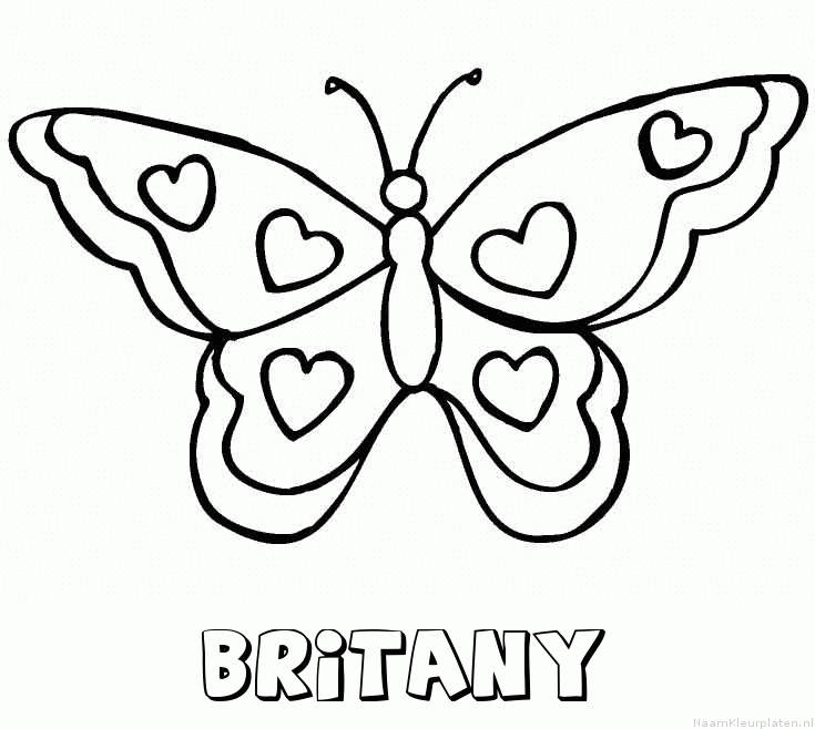 Britany vlinder hartjes kleurplaat