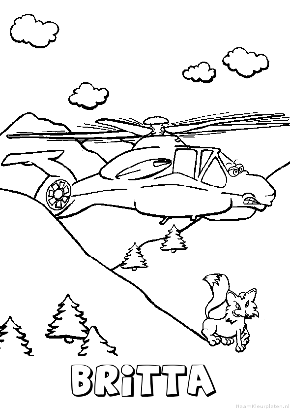 Britta helikopter kleurplaat