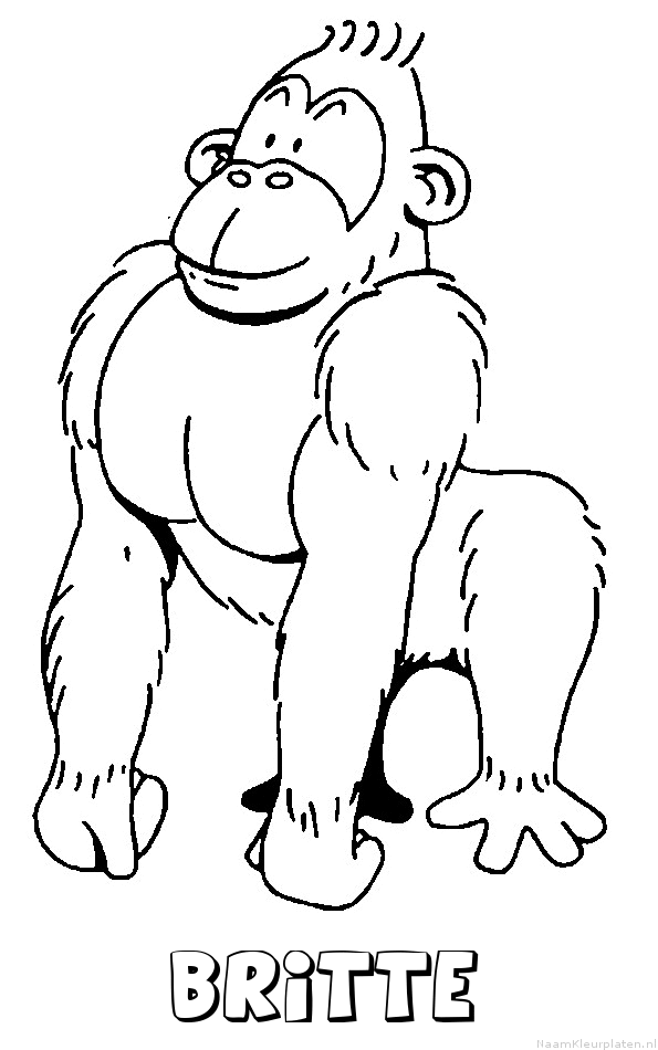 Britte aap gorilla kleurplaat
