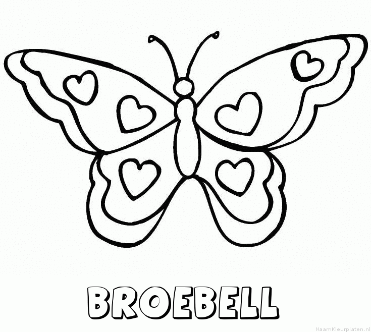 Broebell vlinder hartjes kleurplaat