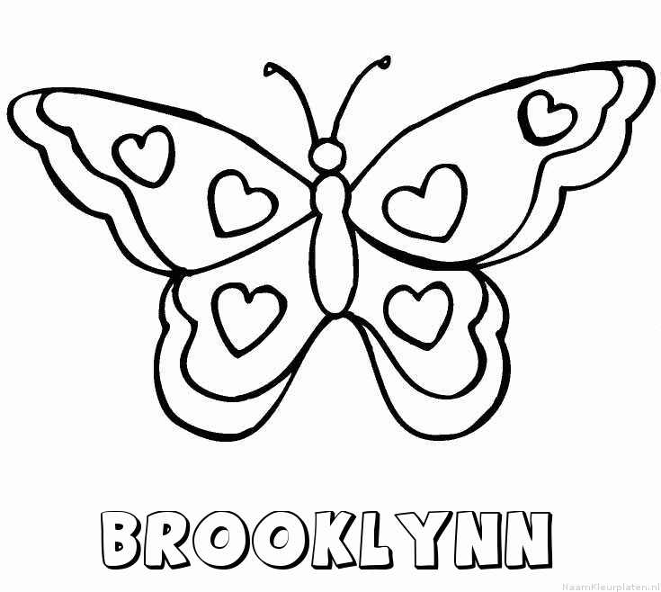 Brooklynn vlinder hartjes kleurplaat