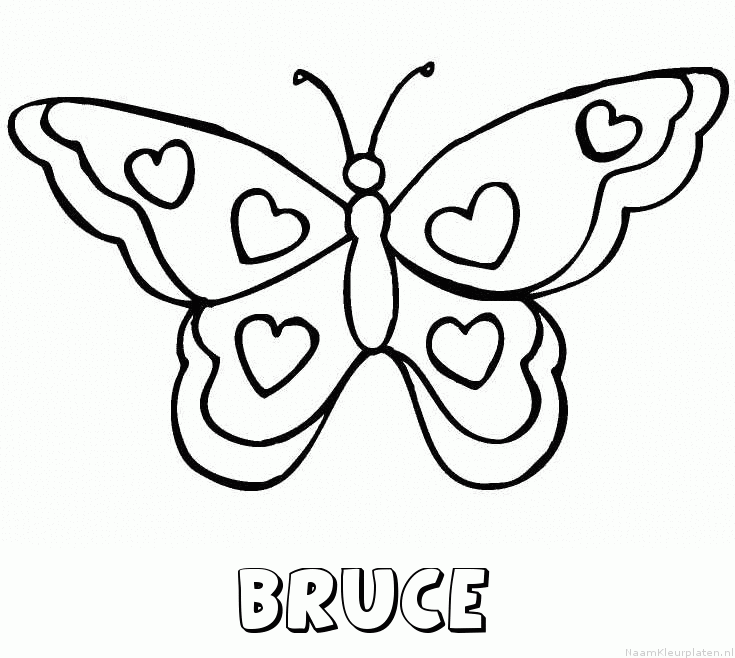 Bruce vlinder hartjes kleurplaat