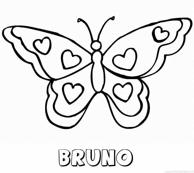 Bruno vlinder hartjes kleurplaat