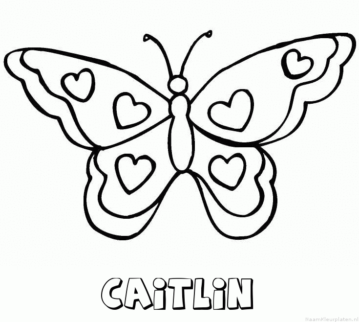 Caitlin vlinder hartjes kleurplaat