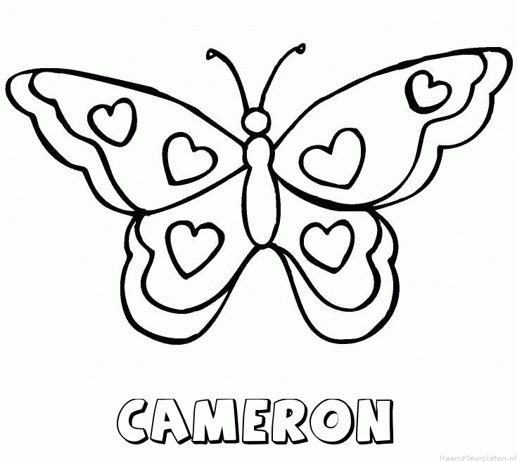 Cameron vlinder hartjes kleurplaat
