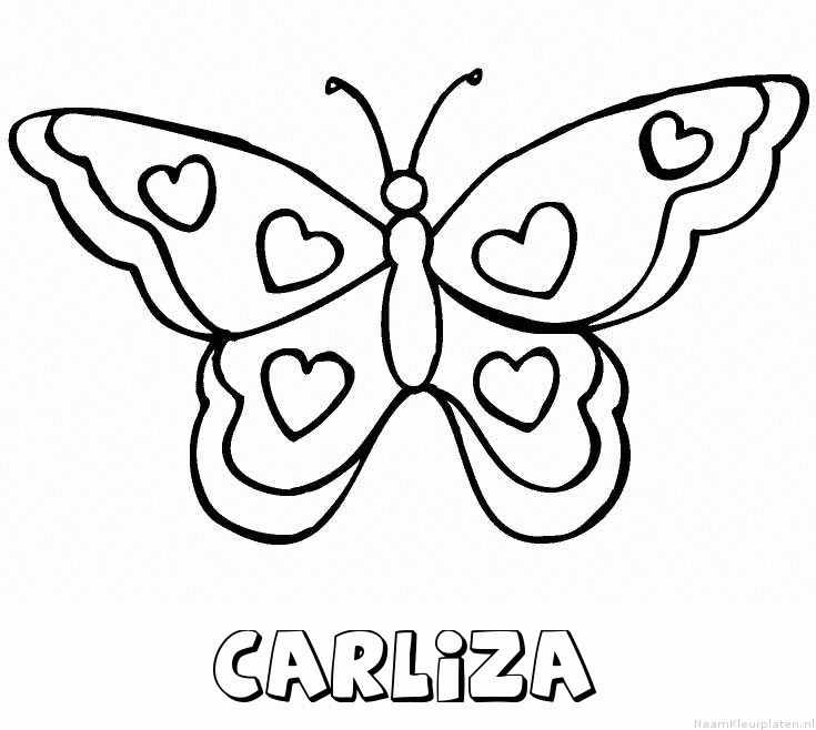 Carliza vlinder hartjes kleurplaat