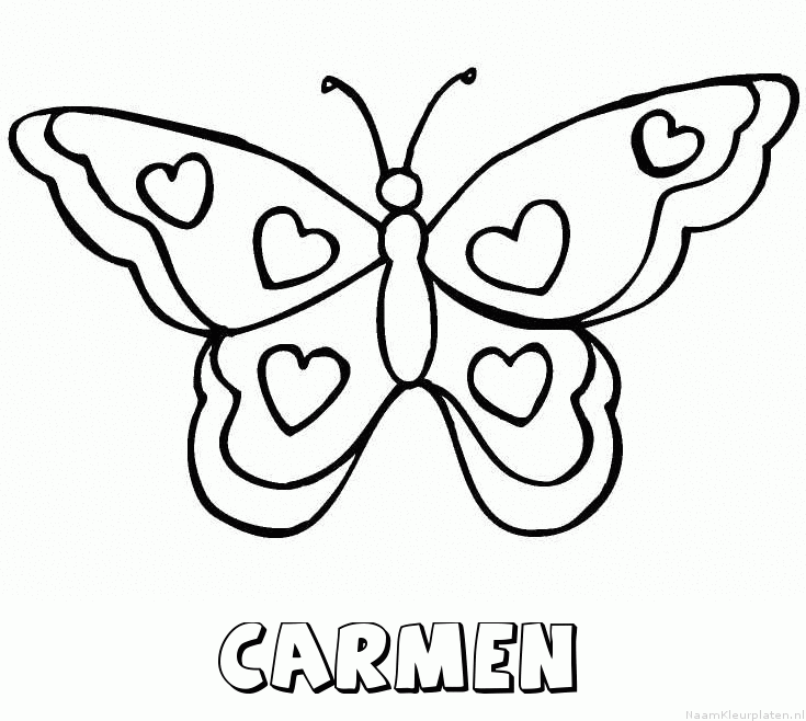 Carmen vlinder hartjes kleurplaat